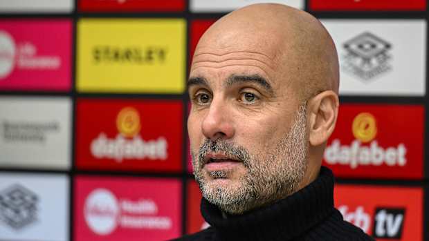 Manchester City manager Pep Guardiola pictured after his team's 1-0 win at Bournemouth in February 2024